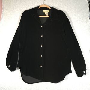 Jones New York Country Women’s S Black Velvet Velour Tunic Shirt Long Sleeve